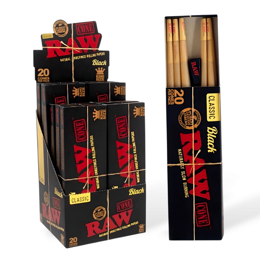 Raw 20 Cones Black King Size # 3341