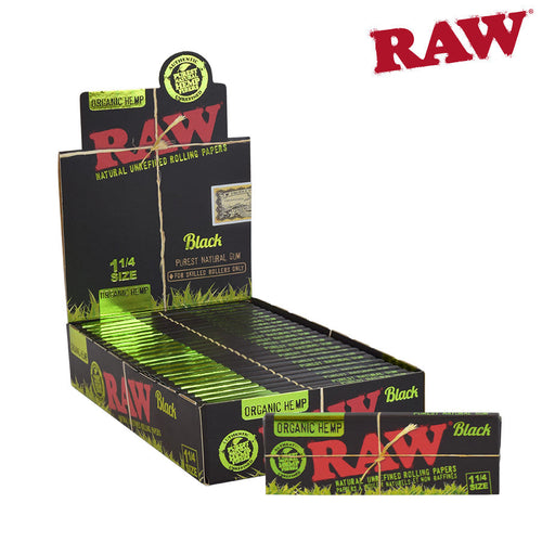 RAW Organic Hemp Black 1 1/4 Rolling Paper 1/24ct