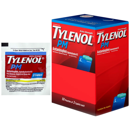 Tylenol PM Extra Strength, 50 Pouches of 2 Caplets | | Item No.: 71