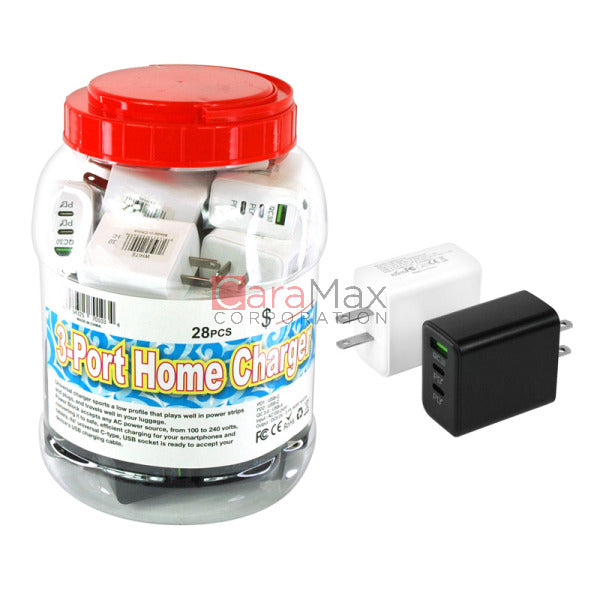 Home Charger 12W 2 USB-C + 1 USB 3-Port 1ct | Item no.: 3047