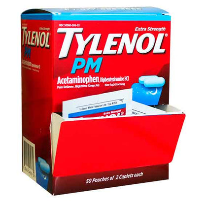 Tylenol PM Extra Strength, 50 Pouches of 2 Caplets | Item No: 71