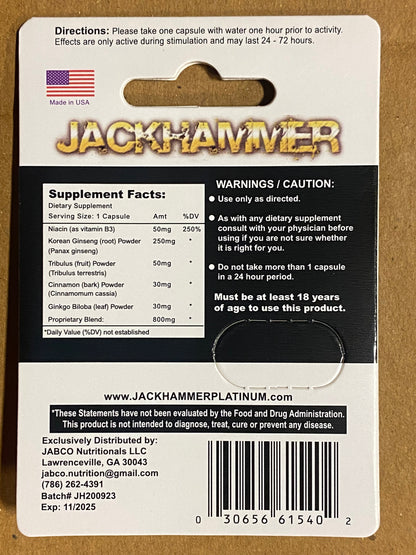 Jackhammer Male enhancement pills | Item No : 1490